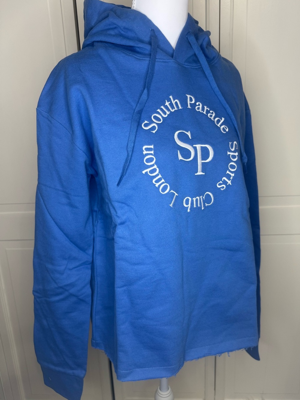 NWT South Parade Charlie Hoodie Small Ocean Blue Sports Club Raw Hem